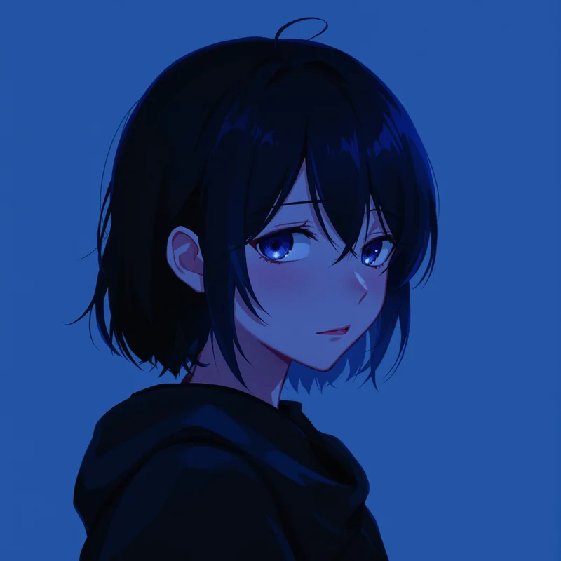 emotional anime avatar with low contrast lighting for profile picture use