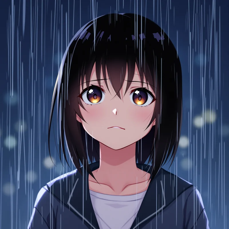 low mood anime portrait with soft glow for emotional profile identity