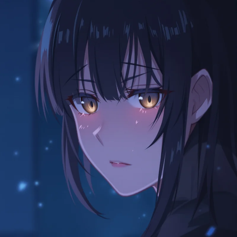 melancholy anime avatar with soft glow for messaging profile icon