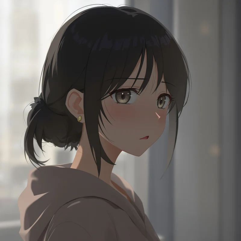 sad anime pfp with grey morning haze and tired emotion
