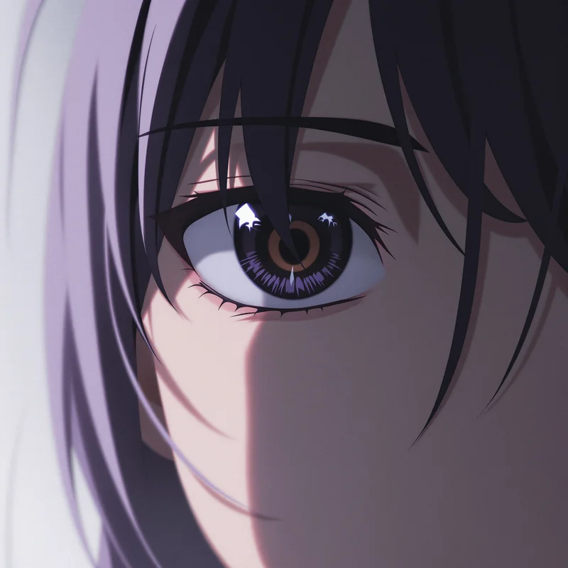 sad anime pfp with half-lit face and ambiguous emotion