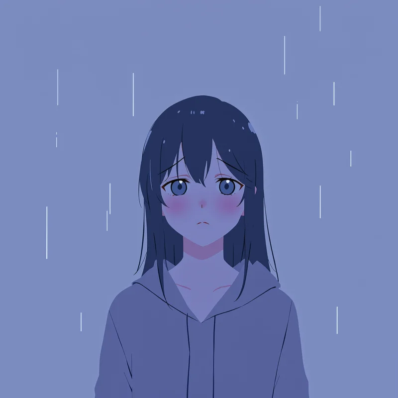 lonely anime avatar image with soft glow for soft avatar use
