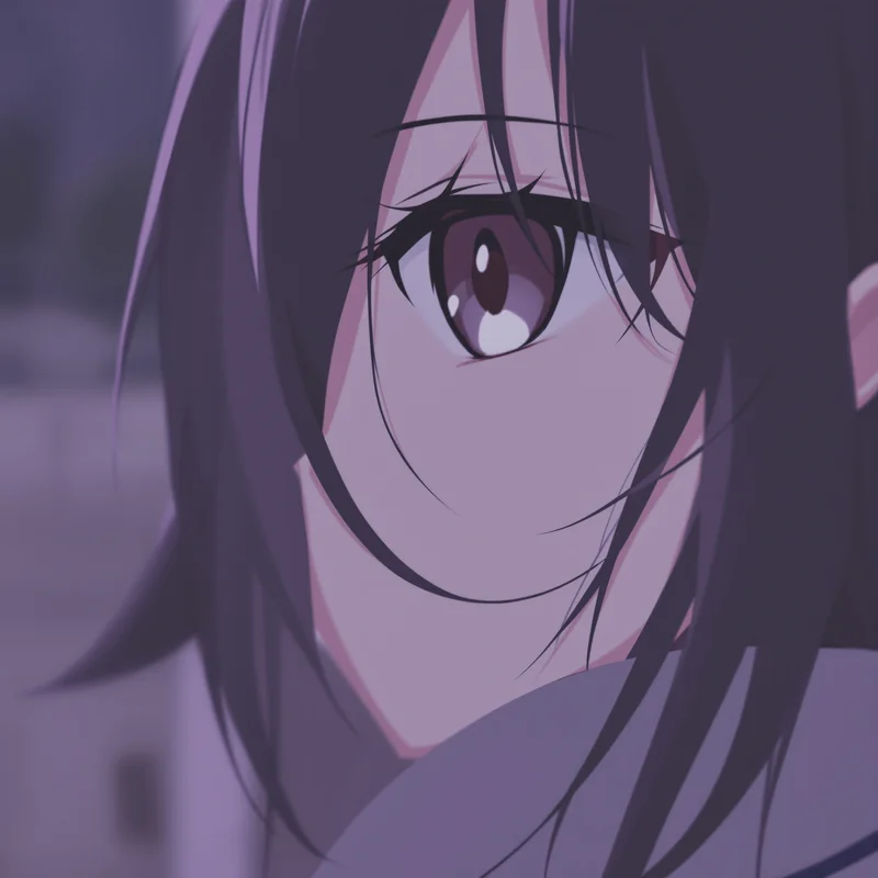 sad anime pfp with fragile silence and distant gaze