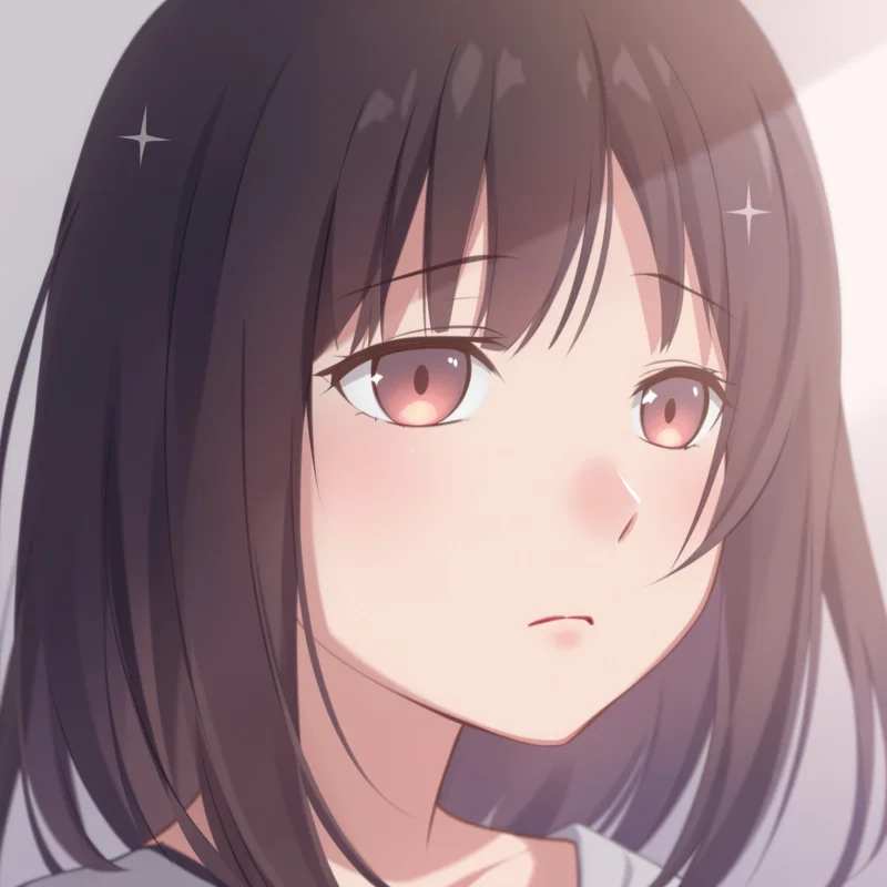 soft sad anime portrait with gentle shadows for avatar display