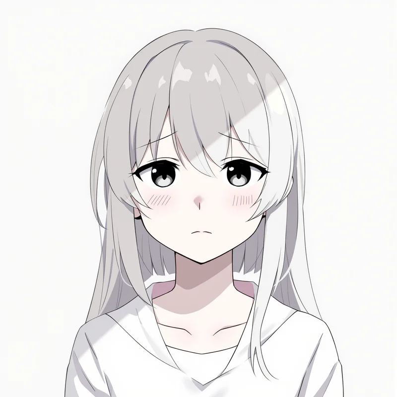 soft sad anime portrait with gentle shadows for online avatar styling