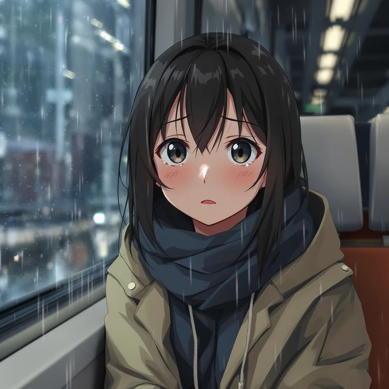 Anime avatar with night bus stop mood and readable headshot