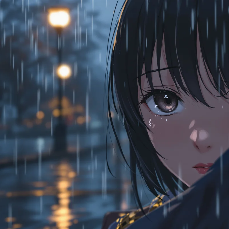 Anime PFP with city window gaze and readable face