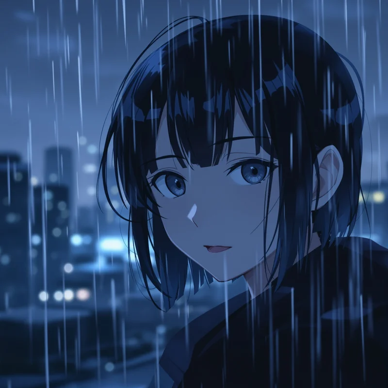 Anime avatar with train window scene and clear silhouette