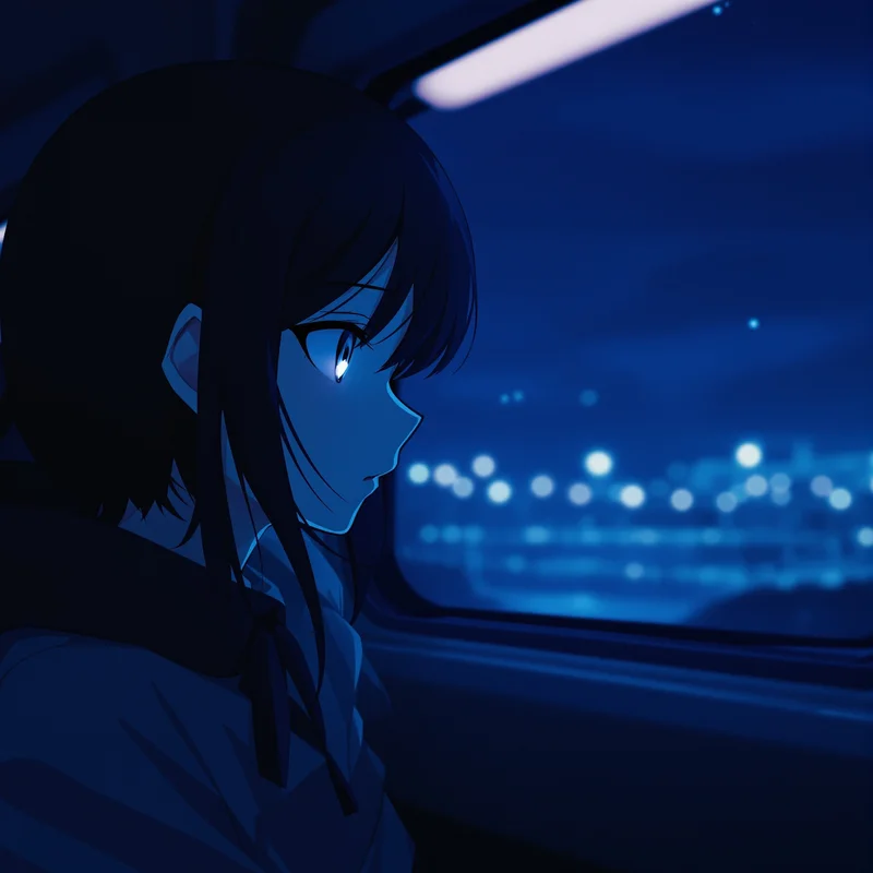 Anime profile image with empty classroom and calm expression