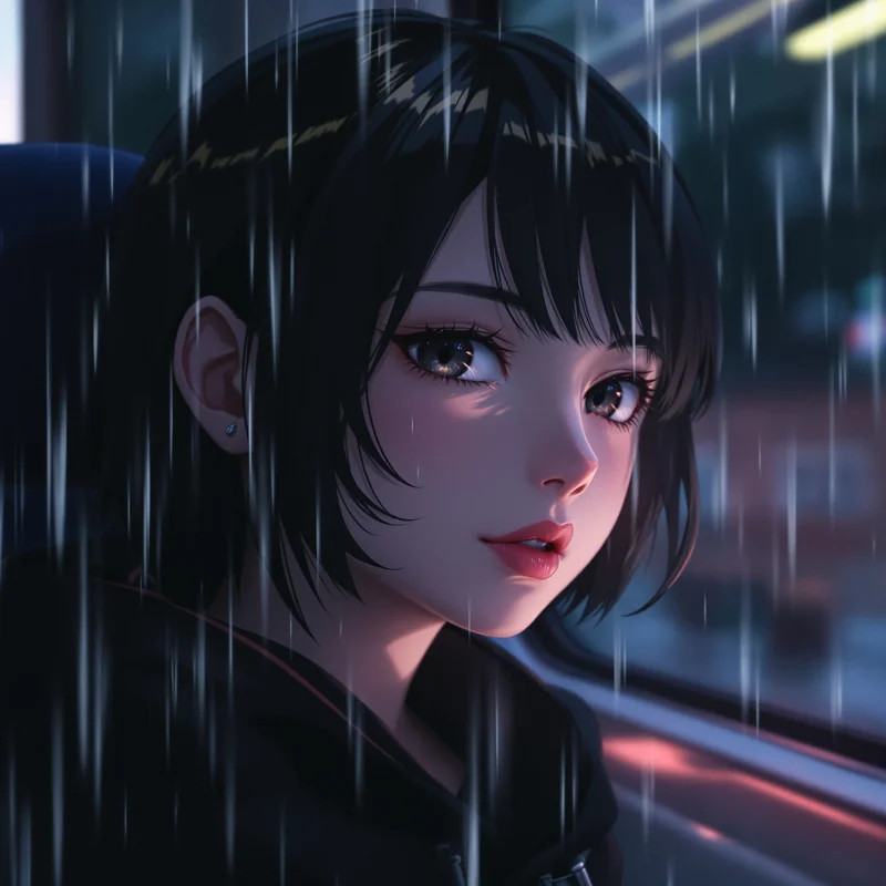 Sad anime avatar with phone light glow and tight crop