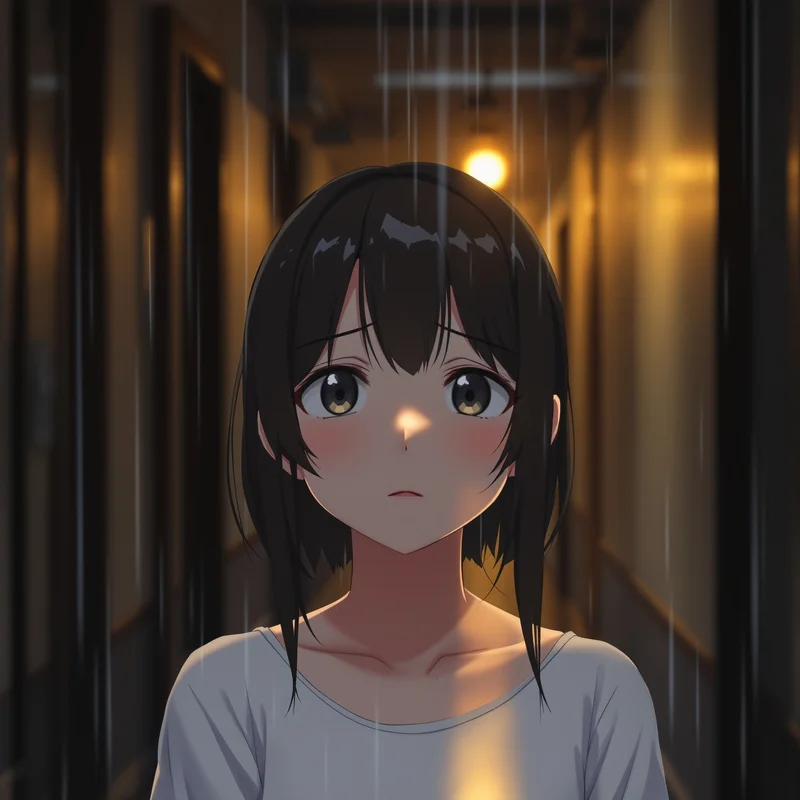 Sad anime PFP avatar with rainy window scene and clear face