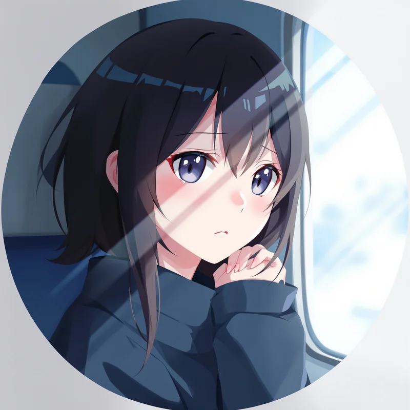 Sad anime PFP with rooftop rain and centered face clarity