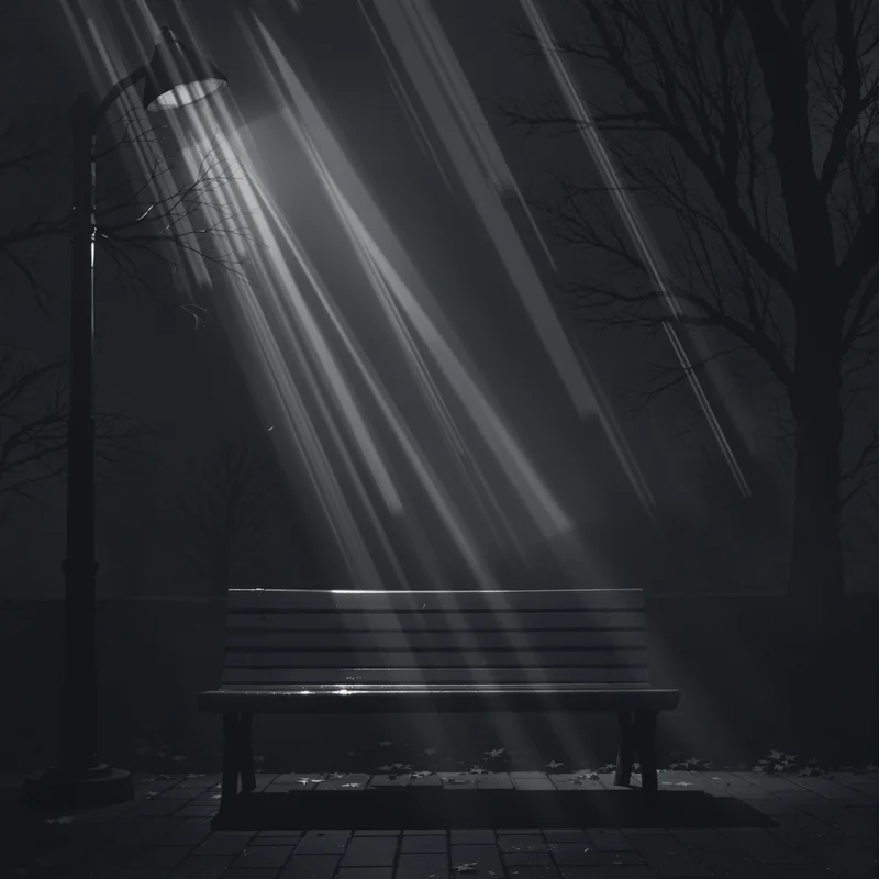 Sad anime avatar with streetlamp tears and strong contrast