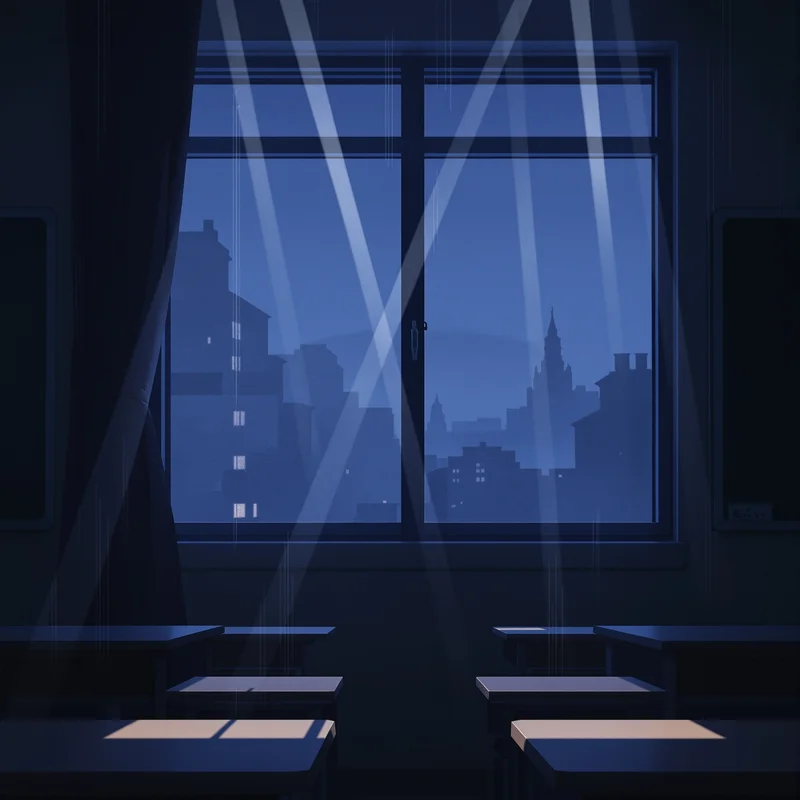 Anime avatar with train window scene and clear silhouette