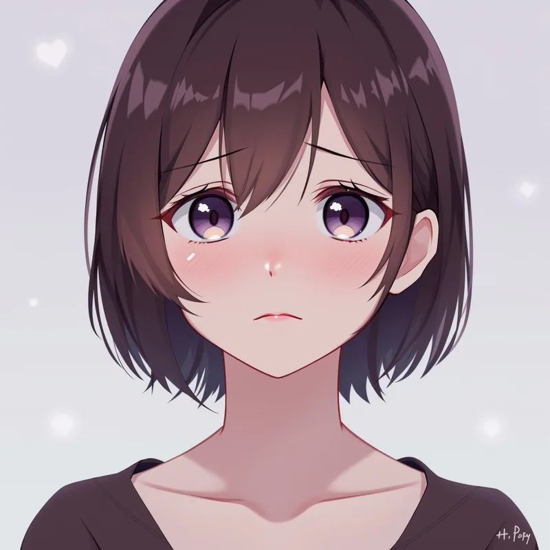 tearful anime profile with light gradient background for emotional profile identity