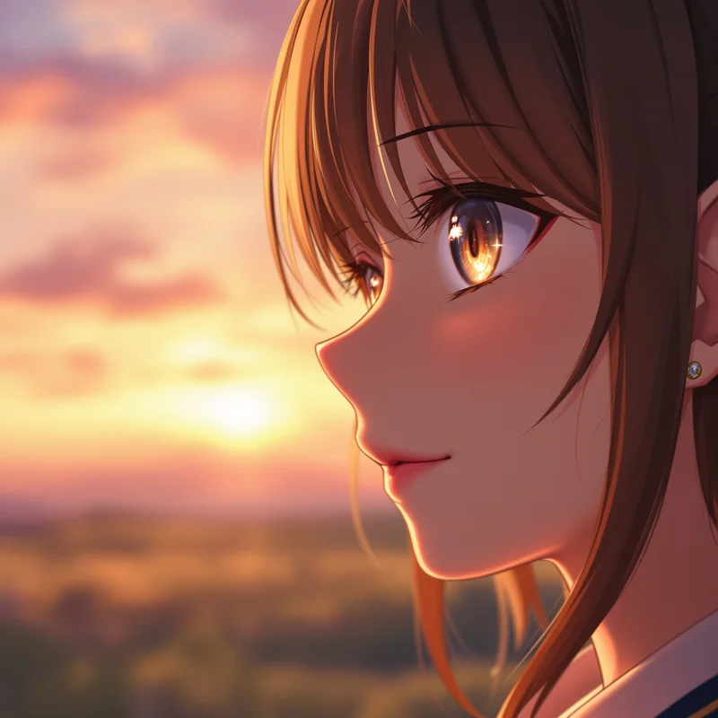 sad anime pfp with soft goodbye mood and warm emotional light