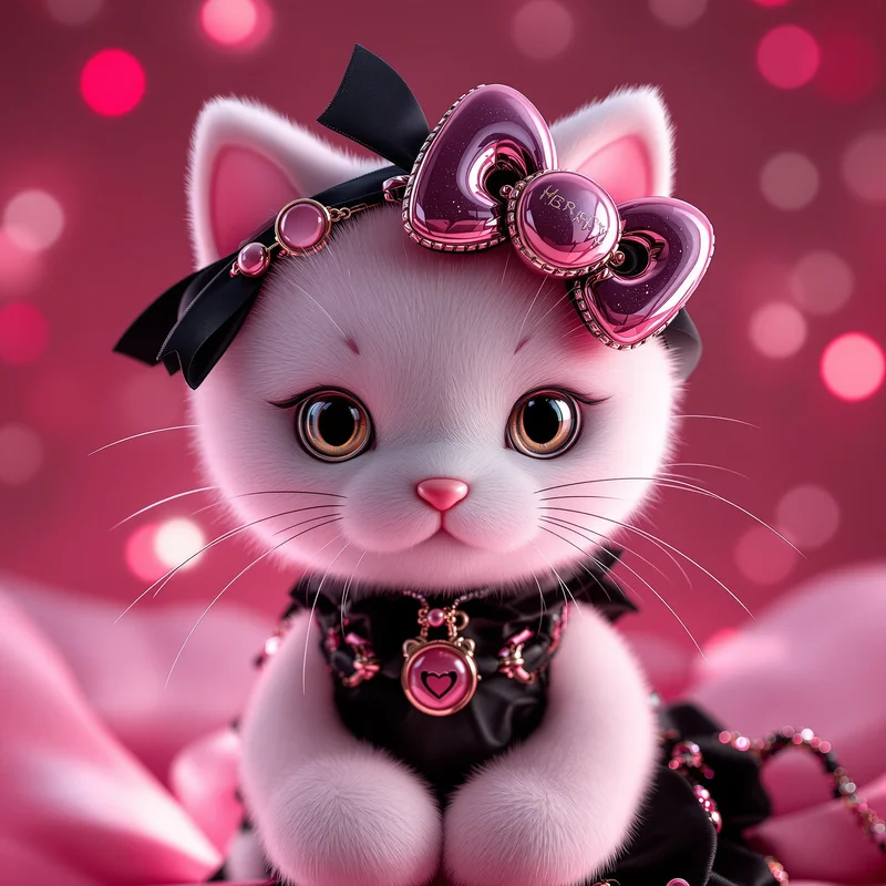 black pink sanrio pfp with luxury kawaii style