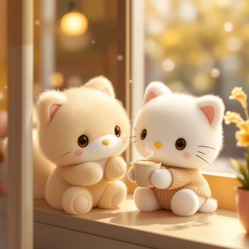 coffee time sanrio pfp with cozy cafe mood