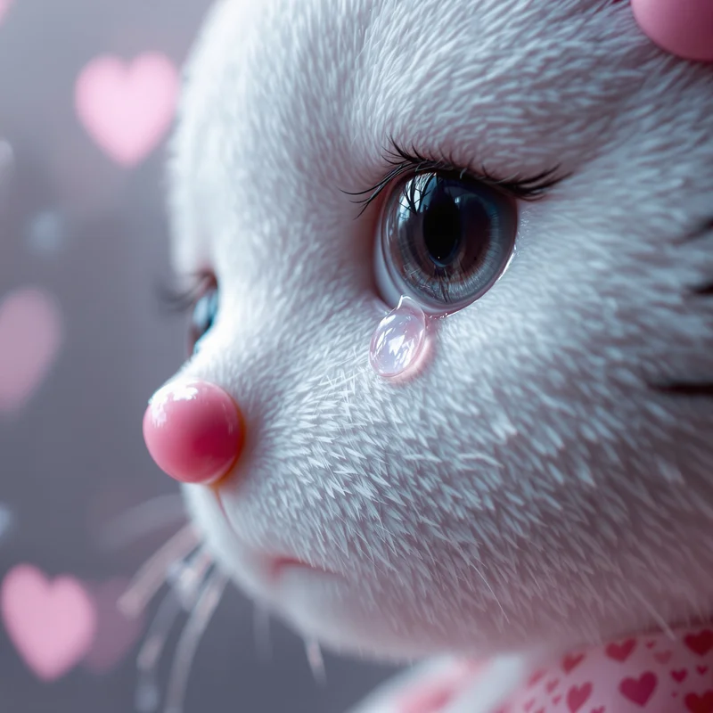 crying hello kitty pfp with emotional kawaii tears
