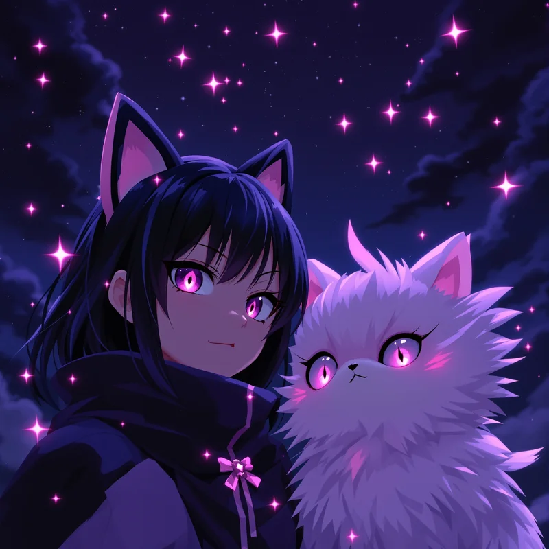 dark kawaii sanrio pfp with cute shadow contrast