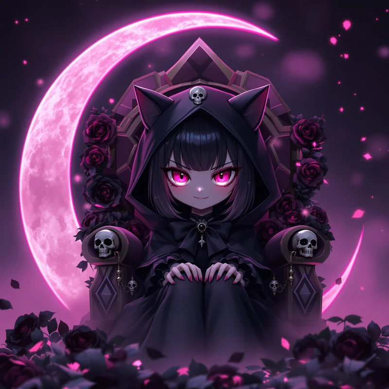 gothic kuromi pfp with black pink kawaii darkness