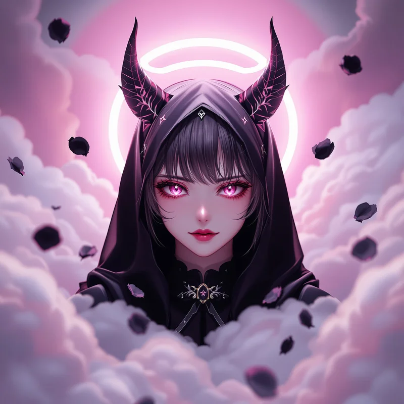 halo kuromi pfp with dark angel kawaii contrast