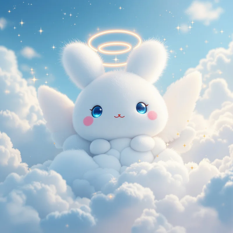 heavenly cinnamoroll pfp with cloud wings and soft glow