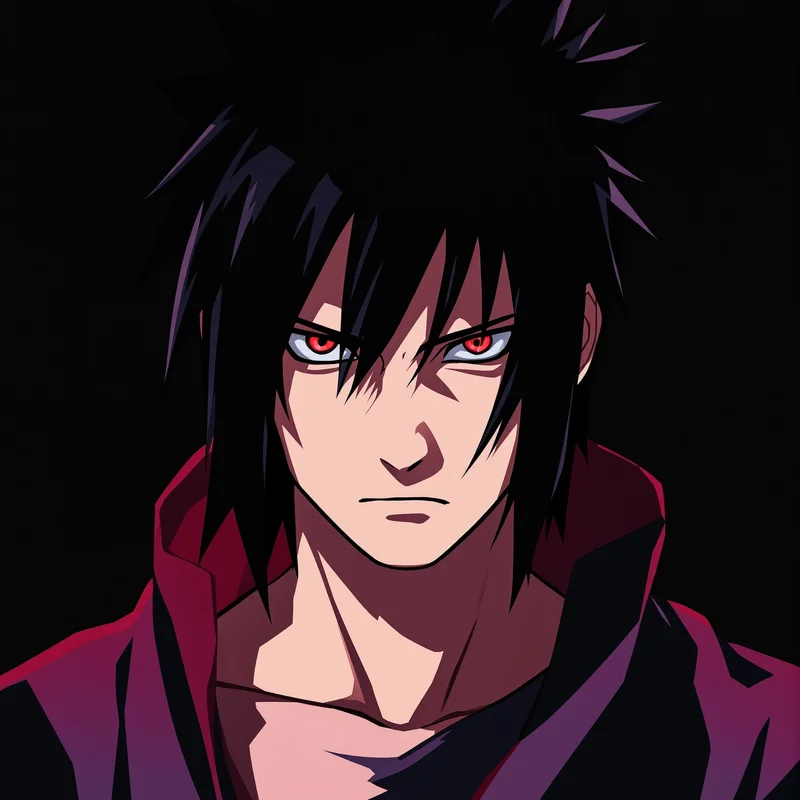 clean Sasuke PFP avatar with high contrast lighting for social media avatar