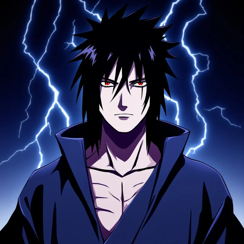 clean Sasuke PFP avatar with dramatic lighting for online avatar styling