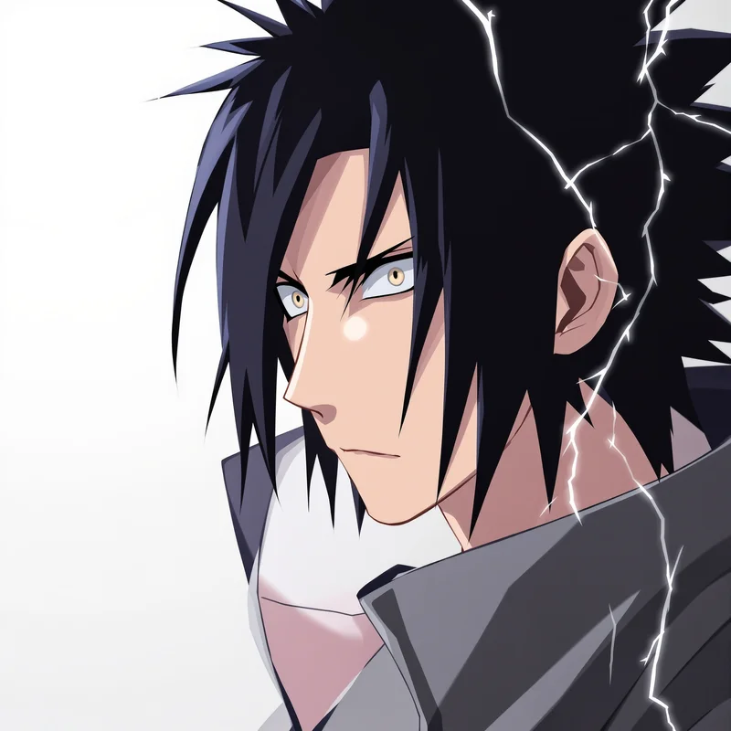 bold Sasuke PFP image with purple energy accents for social media avatar