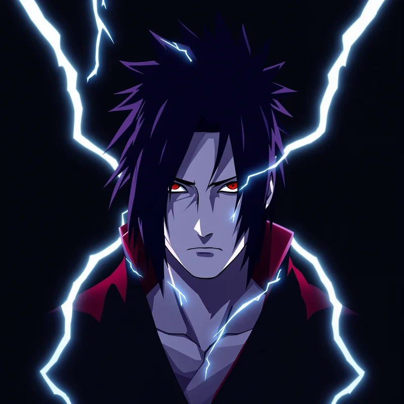 centered Sasuke PFP portrait with high contrast lighting for avatar display