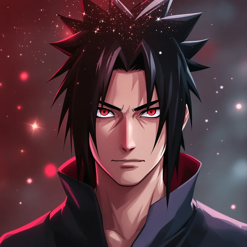 clean Sasuke PFP avatar with purple energy accents for digital profile identity