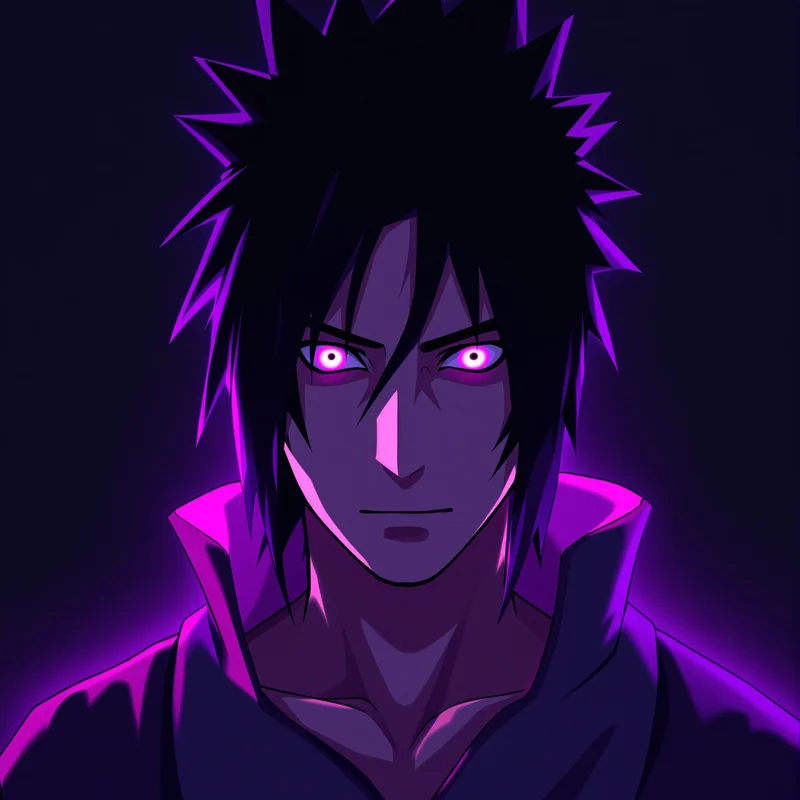 sharingan Sasuke portrait with strong shadow edges for avatar display