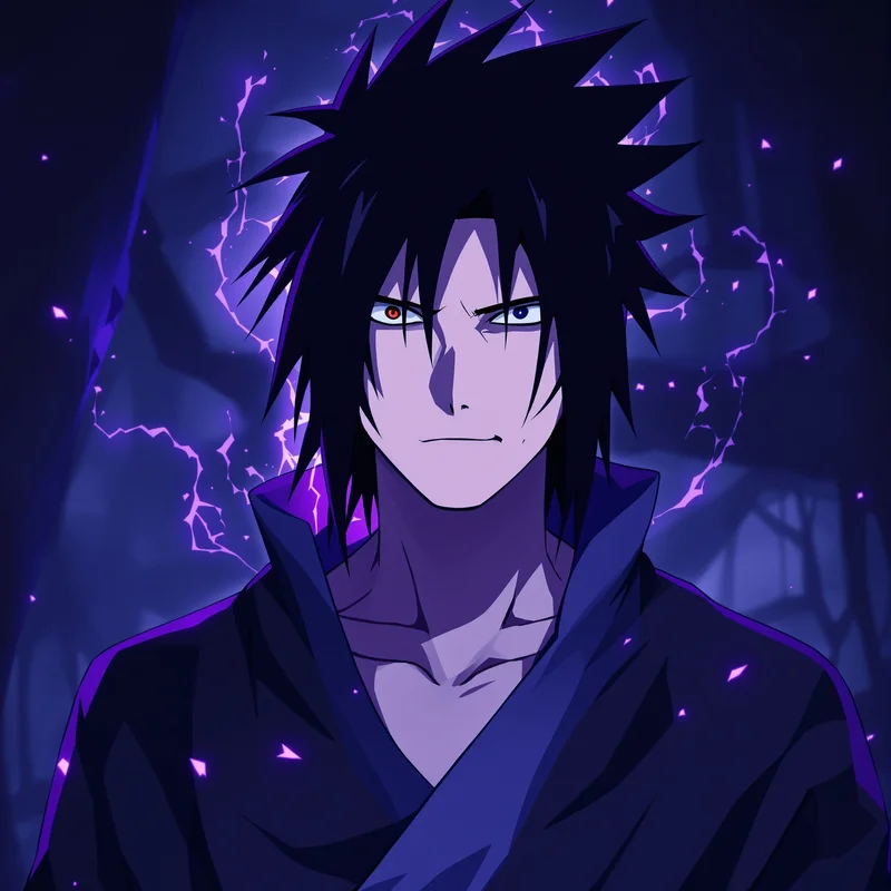dark Sasuke avatar image with high contrast lighting for profile picture use