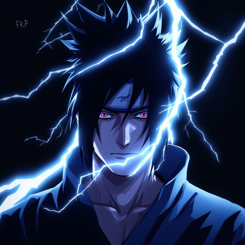 Naruto Sasuke profile picture with shadow heavy tone for digital profile identity