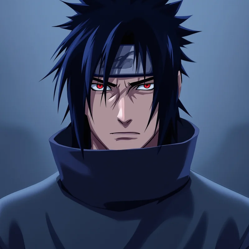 Sasuke Uchiha avatar with dramatic lighting for aesthetic profile icon