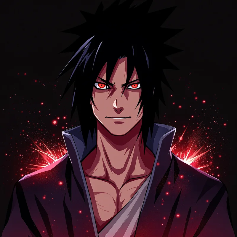 Naruto Sasuke profile picture with dramatic lighting for social media avatar