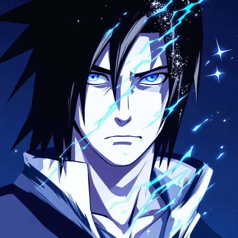 clean Sasuke PFP avatar with sharp highlight lighting for avatar display