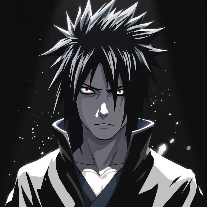sharingan Sasuke portrait with clean square composition for messaging profile icon