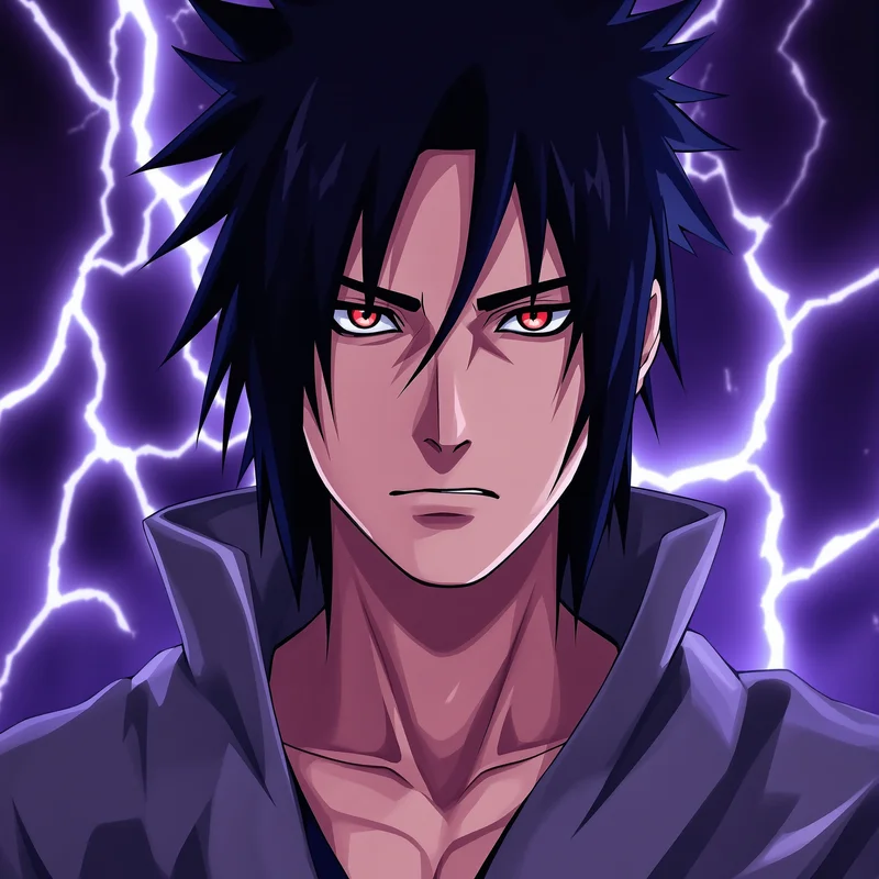 intense Sasuke anime portrait with intense anime atmosphere for messaging profile icon