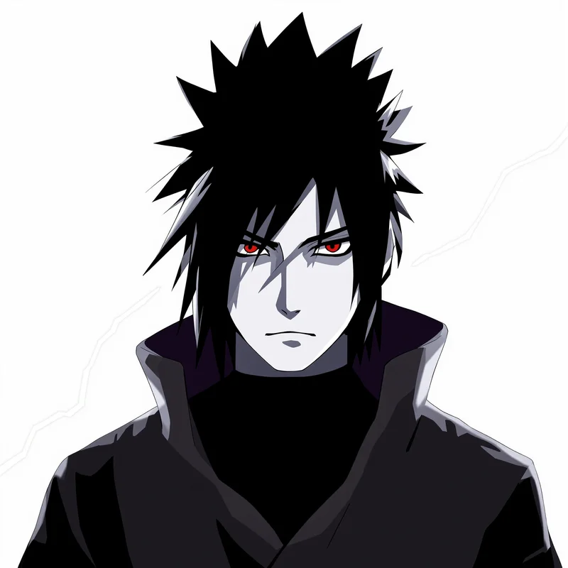 sharingan Sasuke portrait with purple energy accents for anime profile display