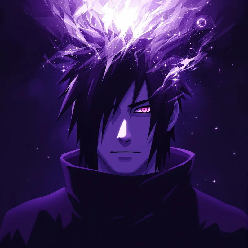 Sasuke Uchiha avatar with lightning effects for messaging profile icon