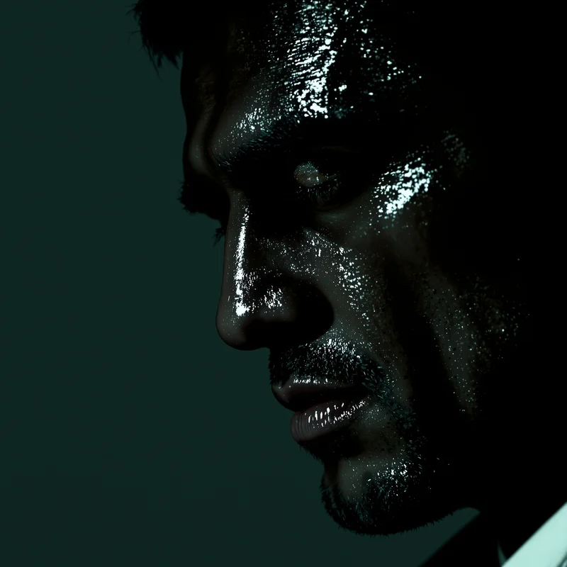 Scarface digital identity image with cold stare and cinematic crime-lord atmosphere