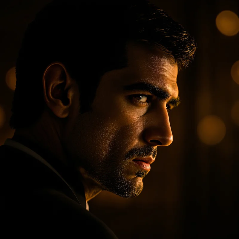 Scarface profile image with dark authority, clean face focus, and kingpin energy