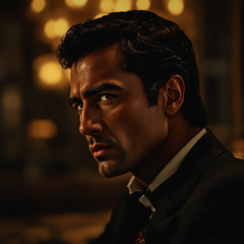 Scarface profile image with dark authority, clean face focus, and kingpin energy