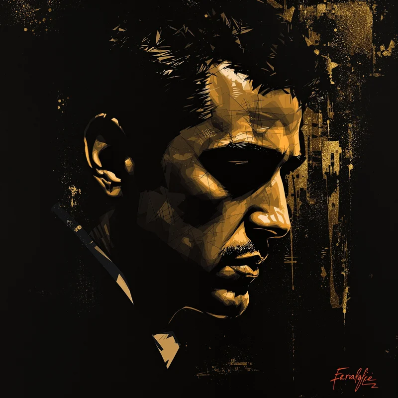 Scarface digital profile icon with moody contrast and unforgettable authority