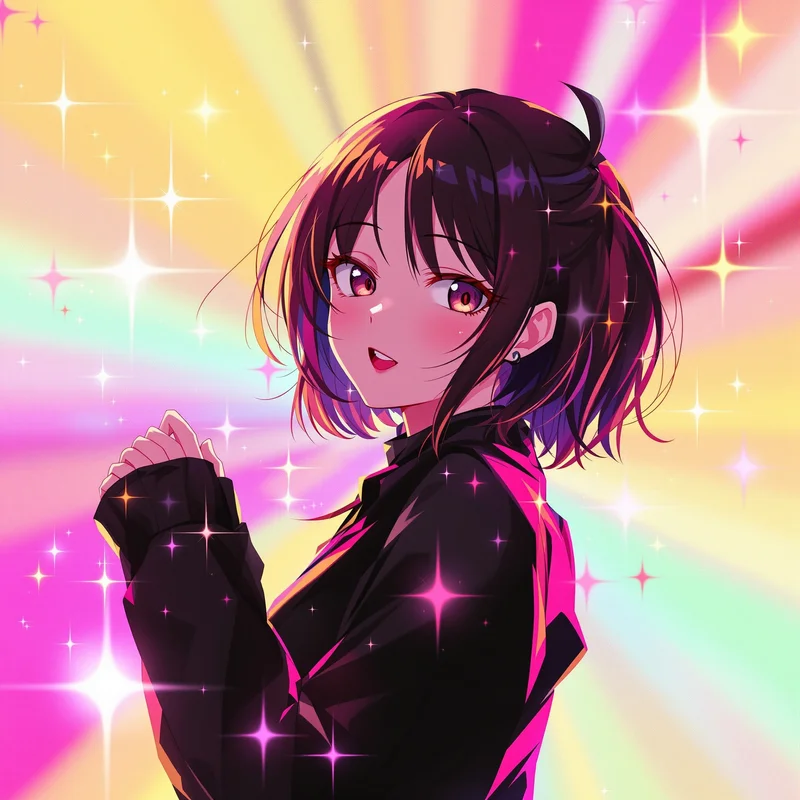 neon scene PFP portrait with flashing effects for alt profile icon