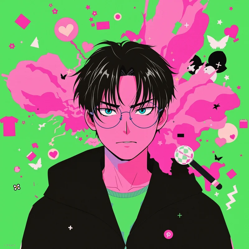 layered color PFP image with rainbow colors for social media avatar