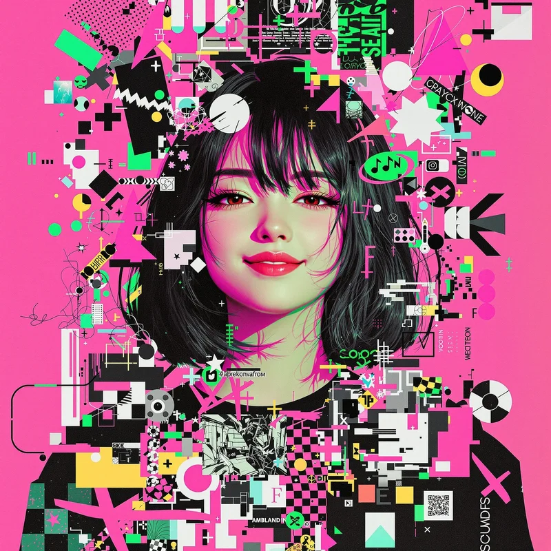 chaotic anime avatar image with pixel glitch for avatar display