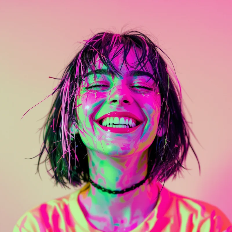 scene PFP portrait with pixel glitch for social media avatar